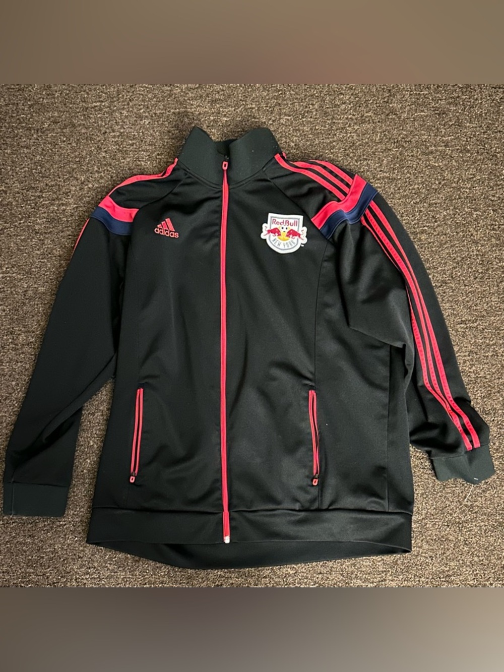 adidas New York Red Bulls MLS 2XL Jacket Black Red Blue Soccer Major League